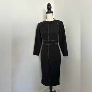 Zara Black Midi Dress with Leopard piping